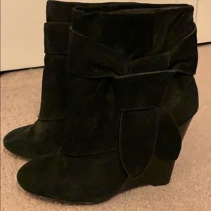 Black suede Paris Hilton booties